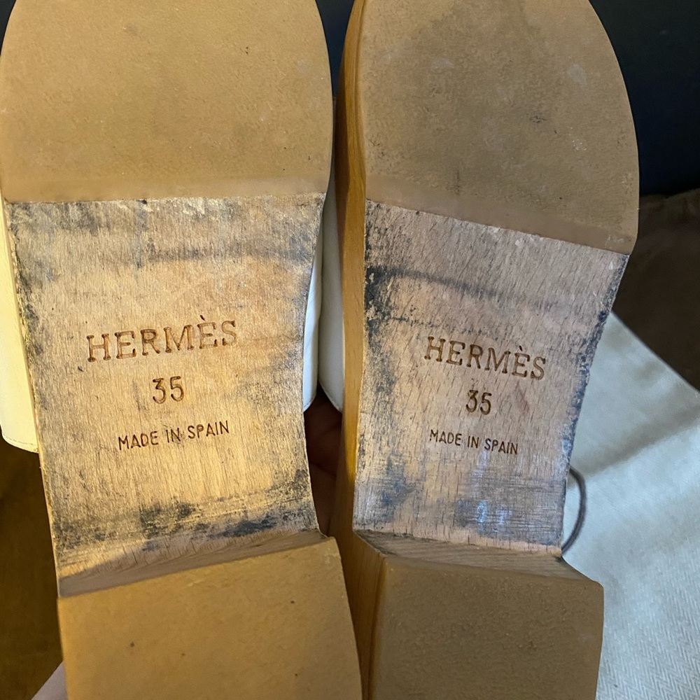 Hermès Oran H logo white sandals size 5 - Picture 7 of 8